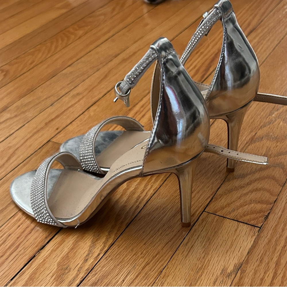 Silver Ankle Strap 3 inch heels